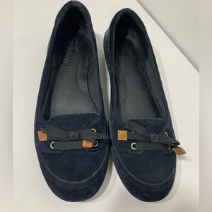 Timberland Earthkeepers Navy Blue Suede Flats Bows Laser Cut Shoes Like new